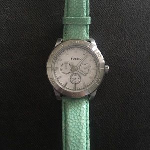 Mint Green Leather Band Watch